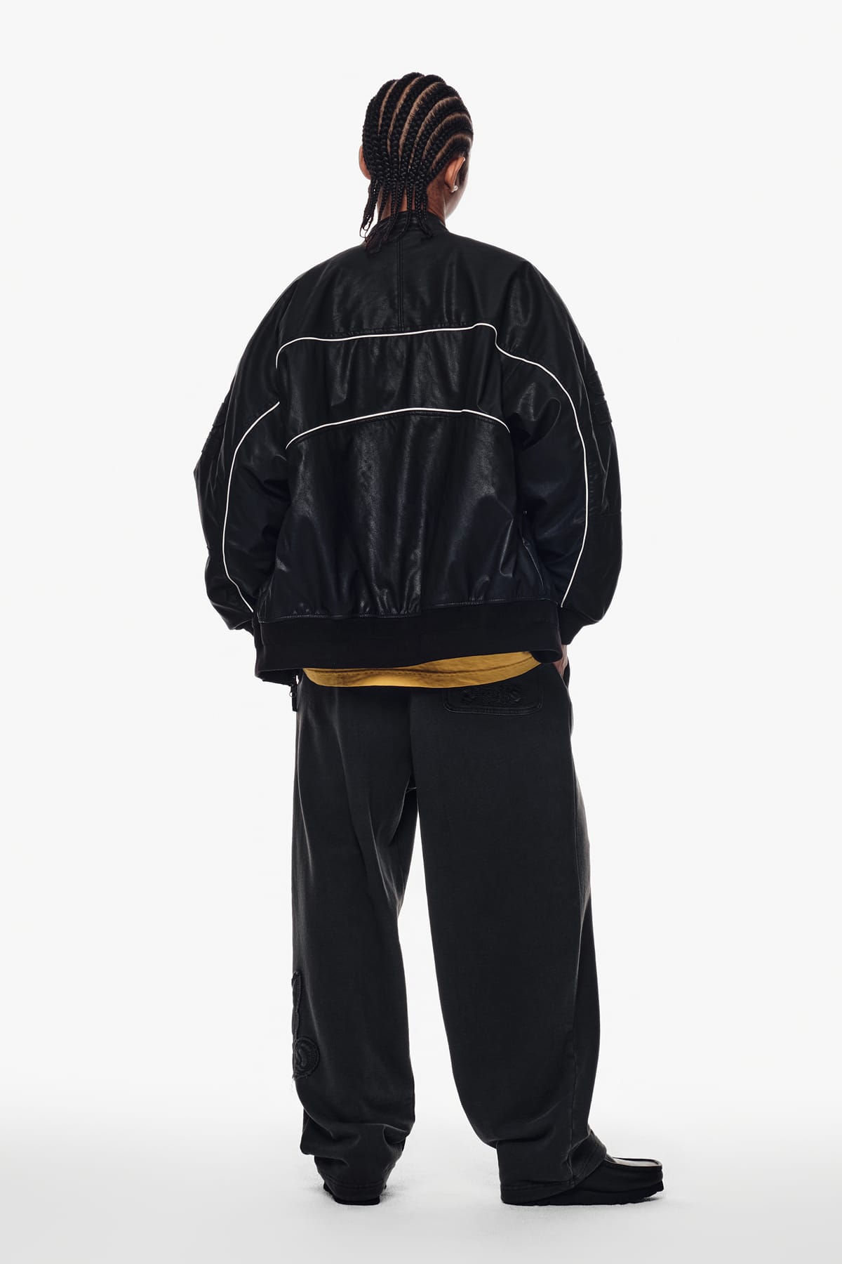 [INVITED] [PLAYBOY x DIMITO] PIPING FAUX LEATHER JACKET BLACK