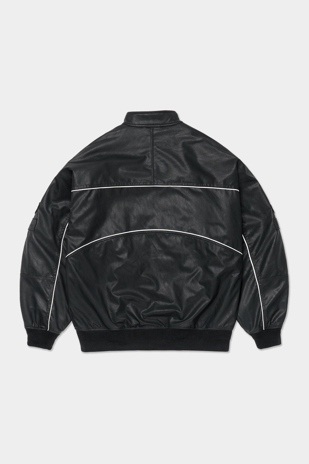 VERT [PLAYBOY x DIMITO] PIPING FAUX LEATHER JACKET BLACK