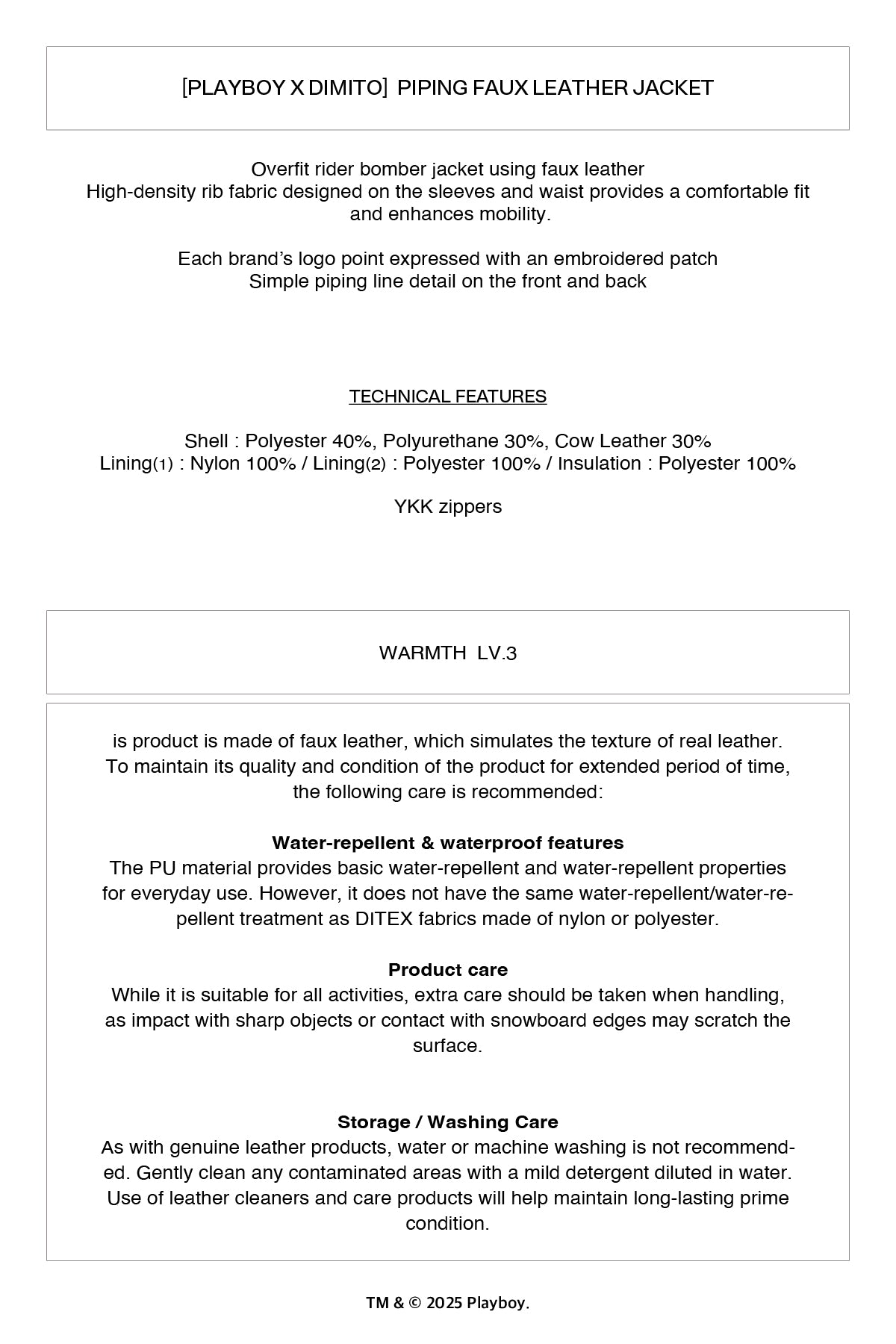 VERT [PLAYBOY x DIMITO] PIPING FAUX LEATHER JACKET BLACK