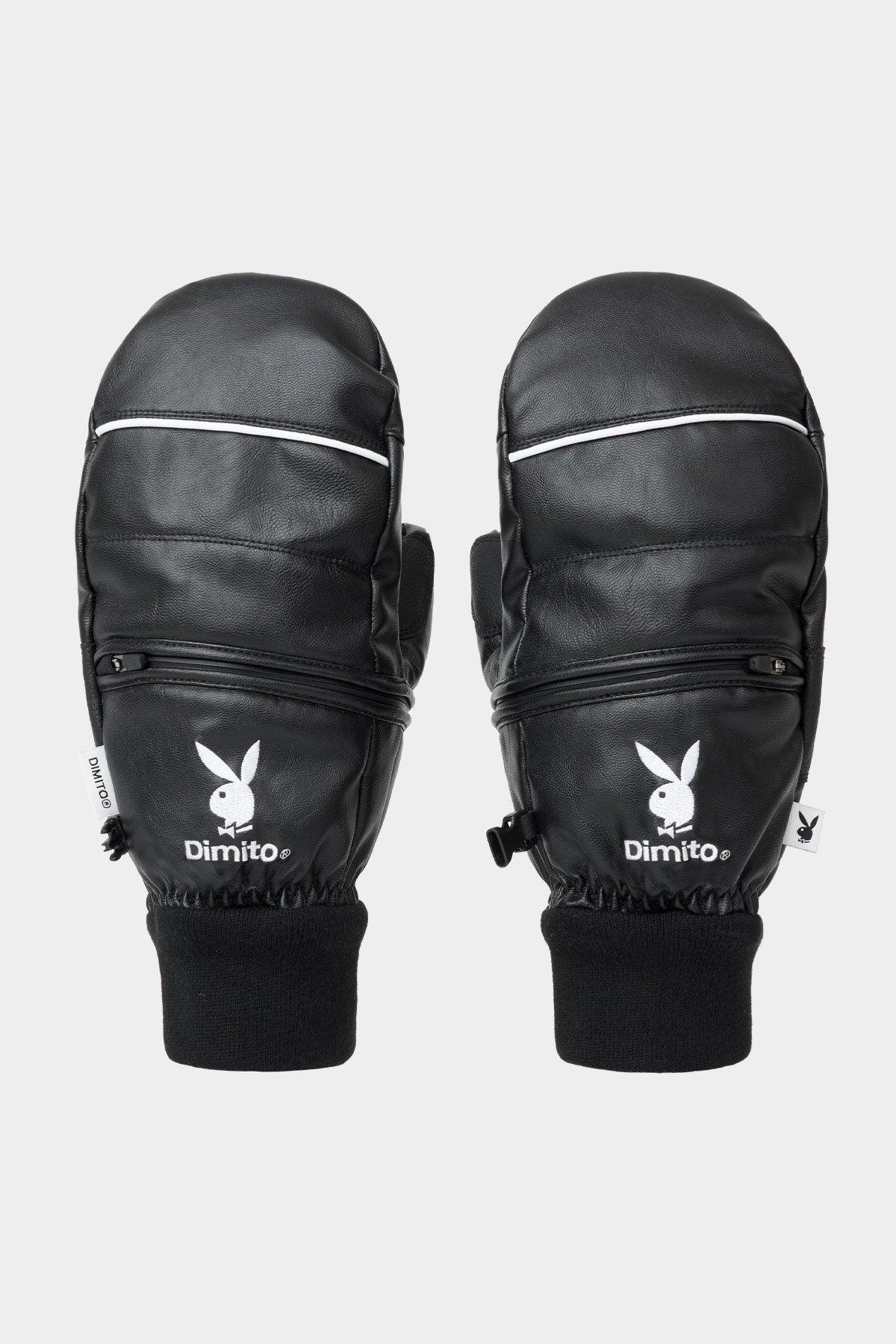 VERT [PLAYBOY x DIMITO] PIPING FAUX LEATHER MITTEN BLACK
