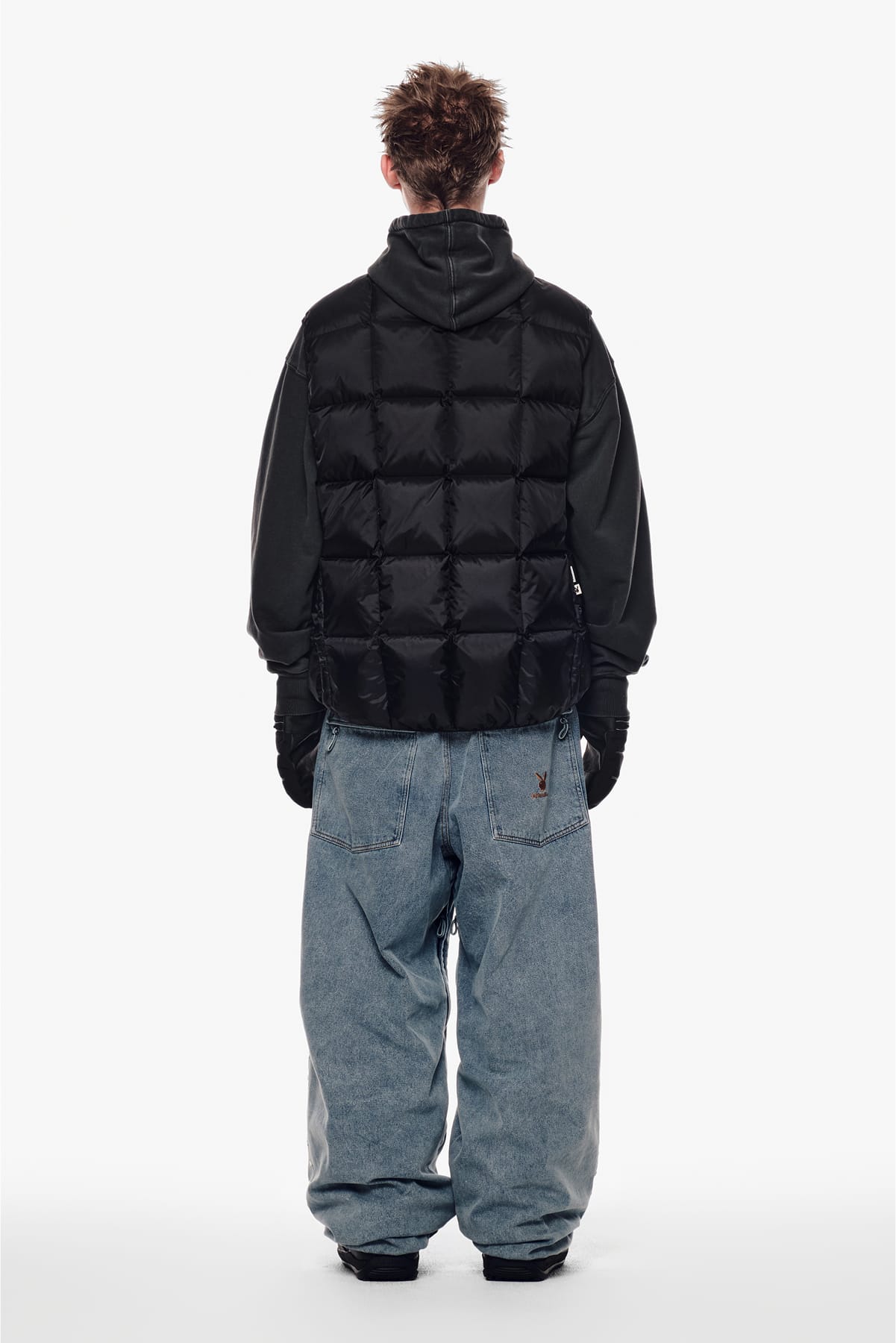 [INVITED] [PLAYBOY x DIMITO] STITCHED DOWN VEST BLACK