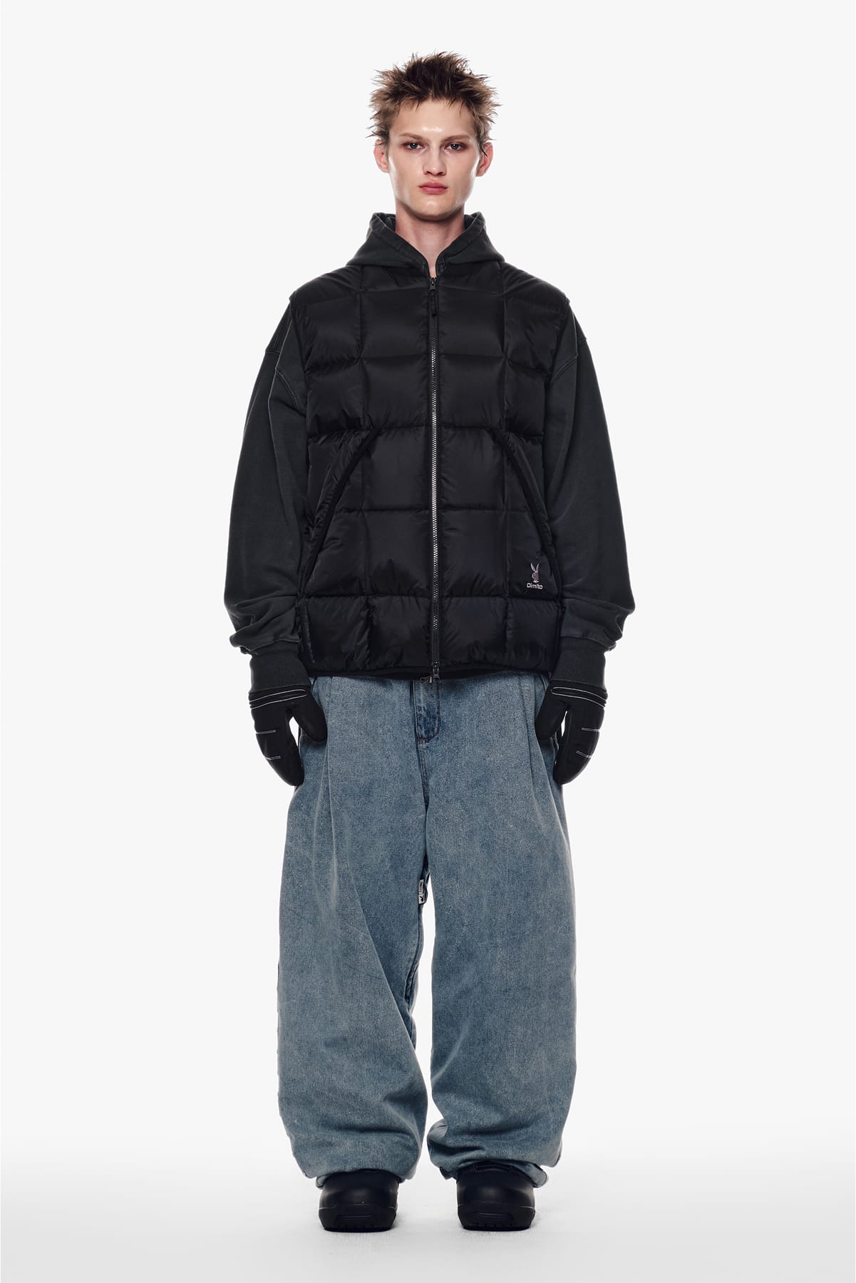 [INVITED] [PLAYBOY x DIMITO] STITCHED DOWN VEST BLACK