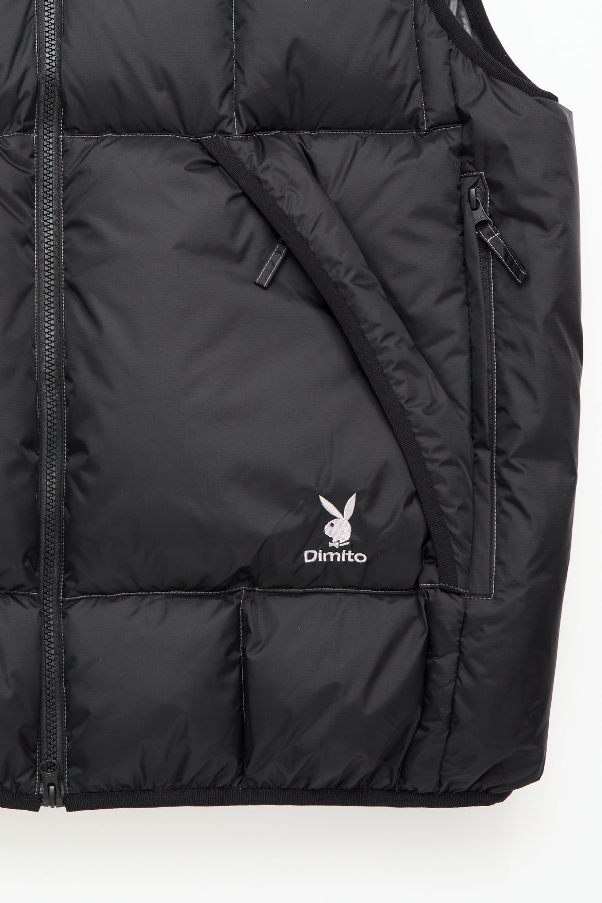 [INVITED] [PLAYBOY x DIMITO] STITCHED DOWN VEST BLACK