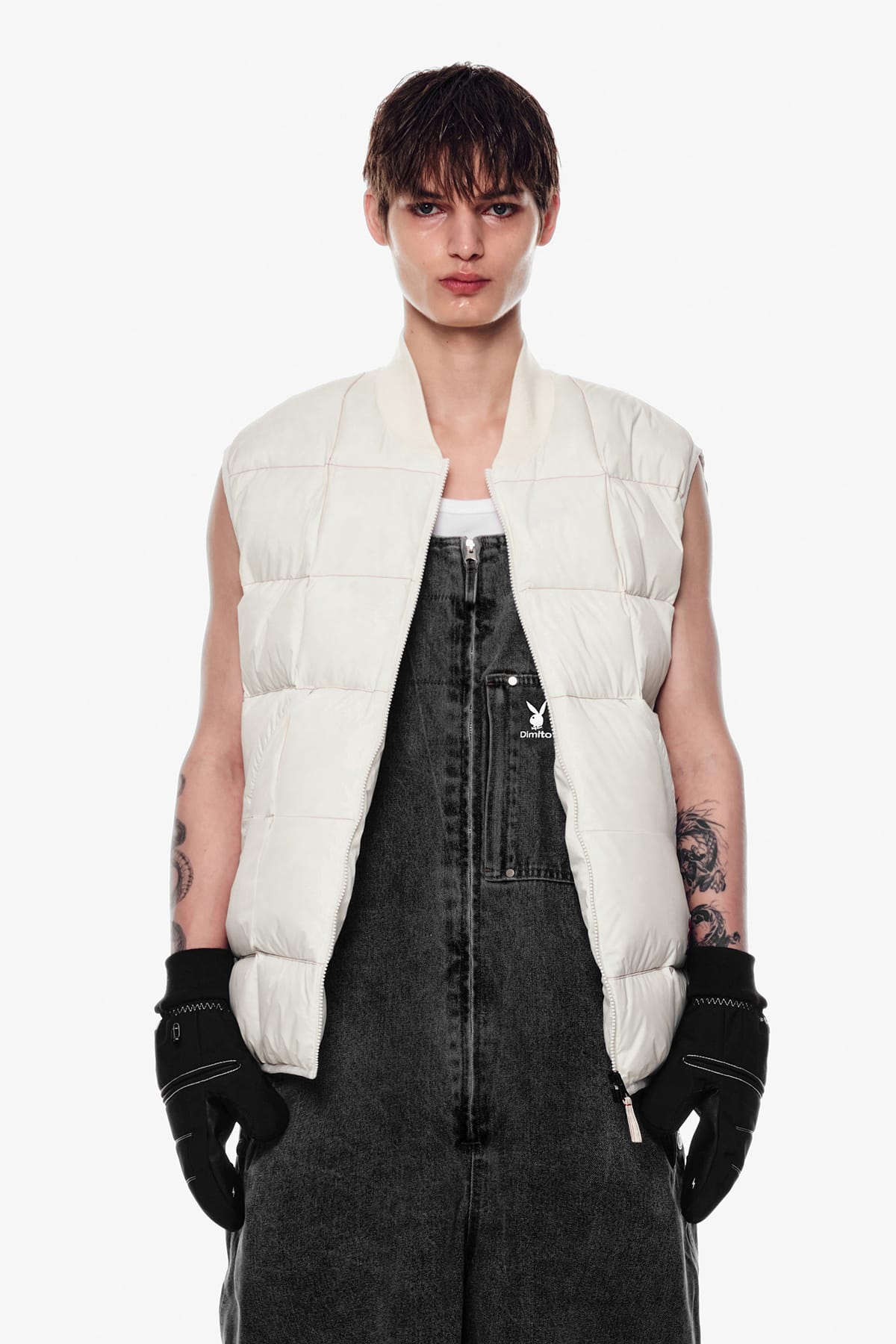 [INVITED] [PLAYBOY x DIMITO] STITCHED DOWN VEST OFF WHITE