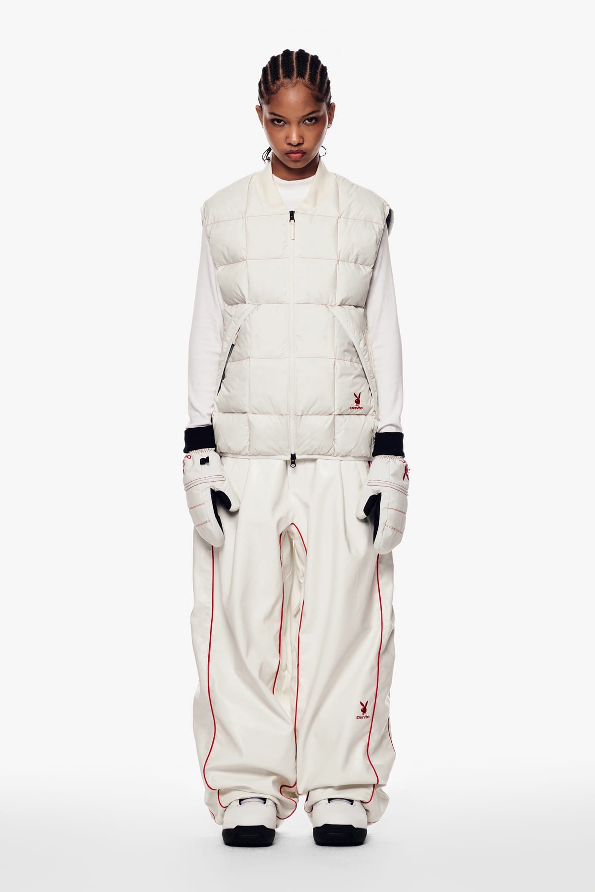 [INVITED] [PLAYBOY x DIMITO] STITCHED DOWN VEST OFF WHITE