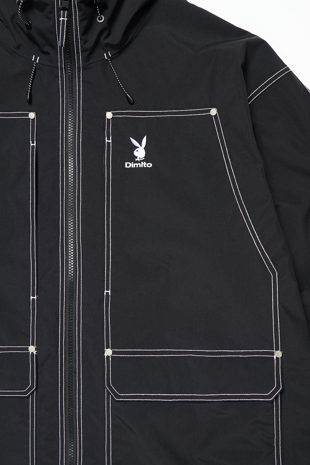 VERT [PLAYBOY x DIMITO] STITCHED TRUCKER JACKET BLACK