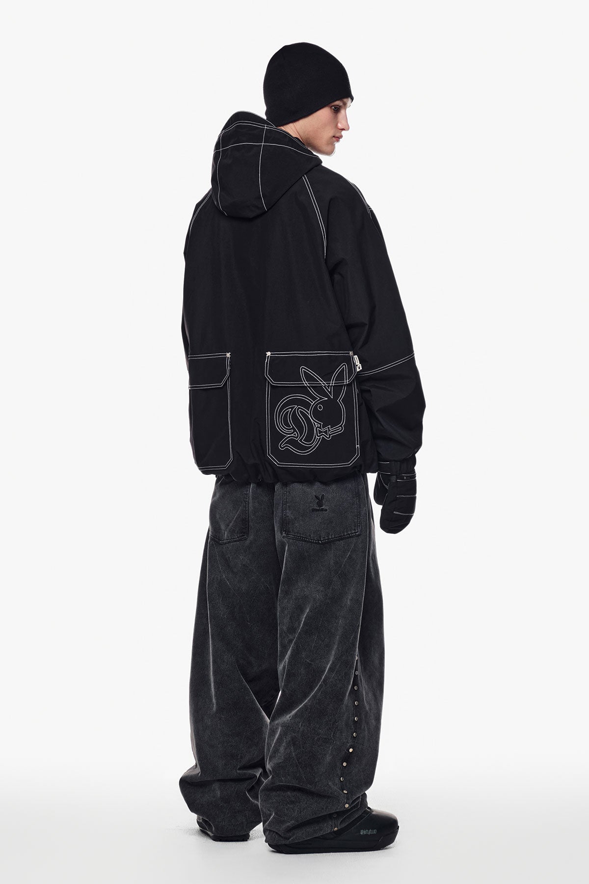 VERT [PLAYBOY x DIMITO] STITCHED TRUCKER JACKET BLACK