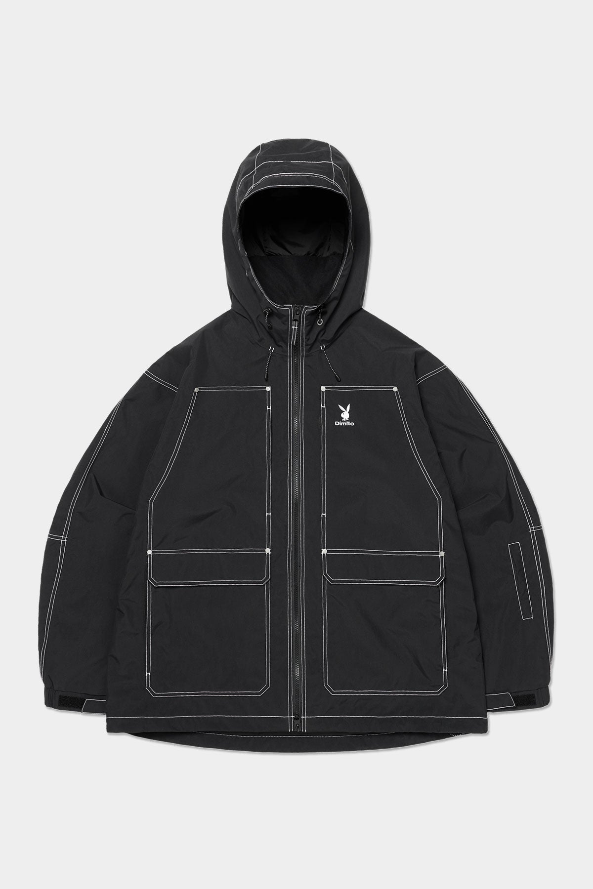VERT [PLAYBOY x DIMITO] STITCHED TRUCKER JACKET BLACK