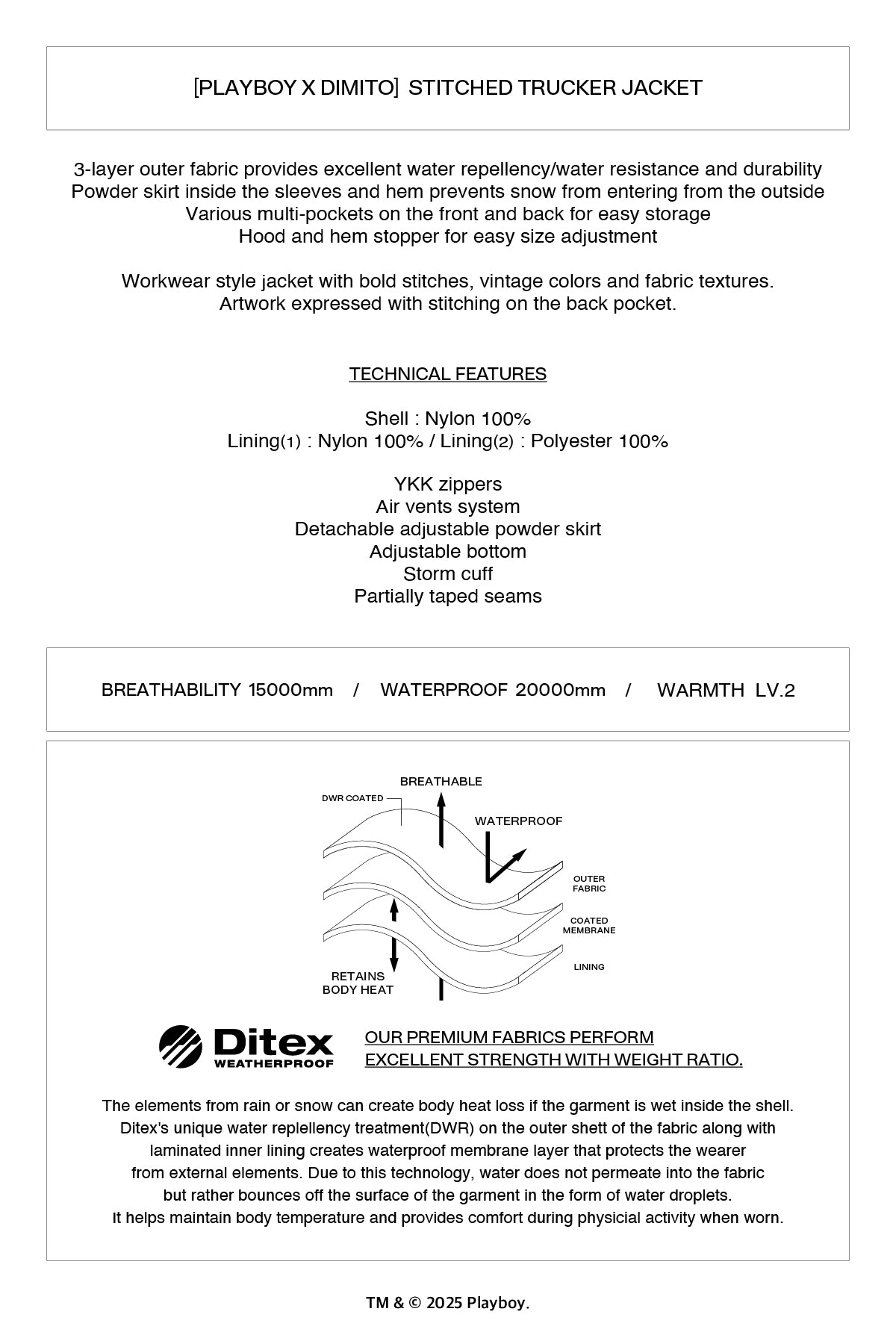 VERT [PLAYBOY x DIMITO] STITCHED TRUCKER JACKET BLACK