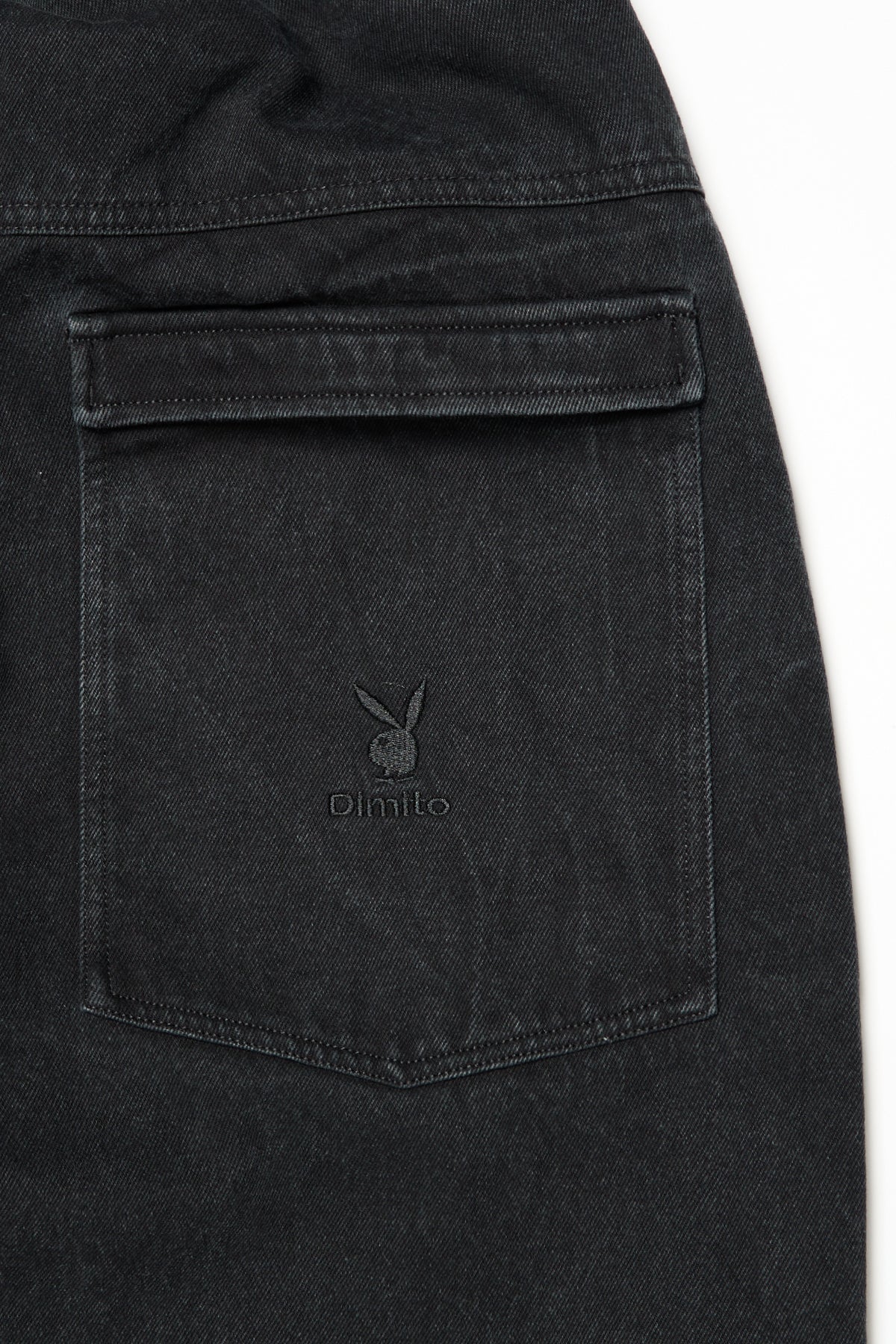VERT [PLAYBOY x DIMITO] STUD LINE OG DENIM PANTS (WIDE FIT LV.2) WASHED BLACK