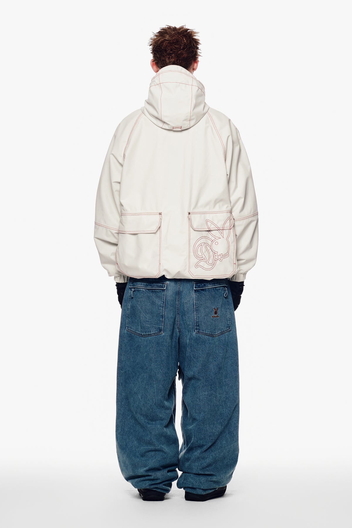 VERT [PLAYBOY x DIMITO] STUD LINE OG DENIM PANTS (WIDE FIT LV.2) WASHED BLUE