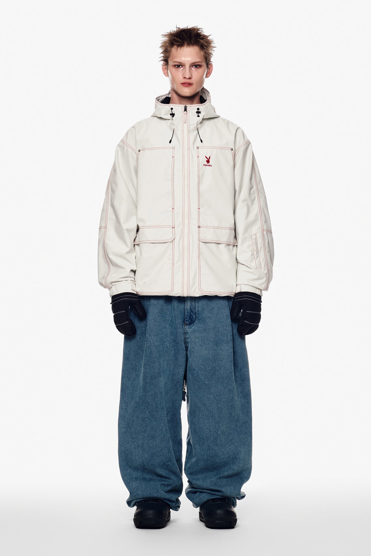 VERT [PLAYBOY x DIMITO] STUD LINE OG DENIM PANTS (WIDE FIT LV.2) WASHED BLUE