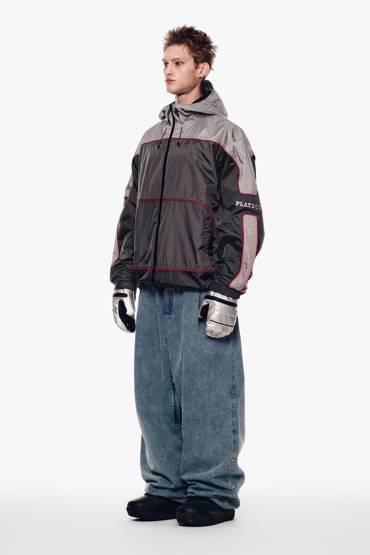 VERT [PLAYBOY x DIMITO] STUD LINE OG DENIM PANTS (WIDE FIT LV.2) WASHED LIGHT BLUE