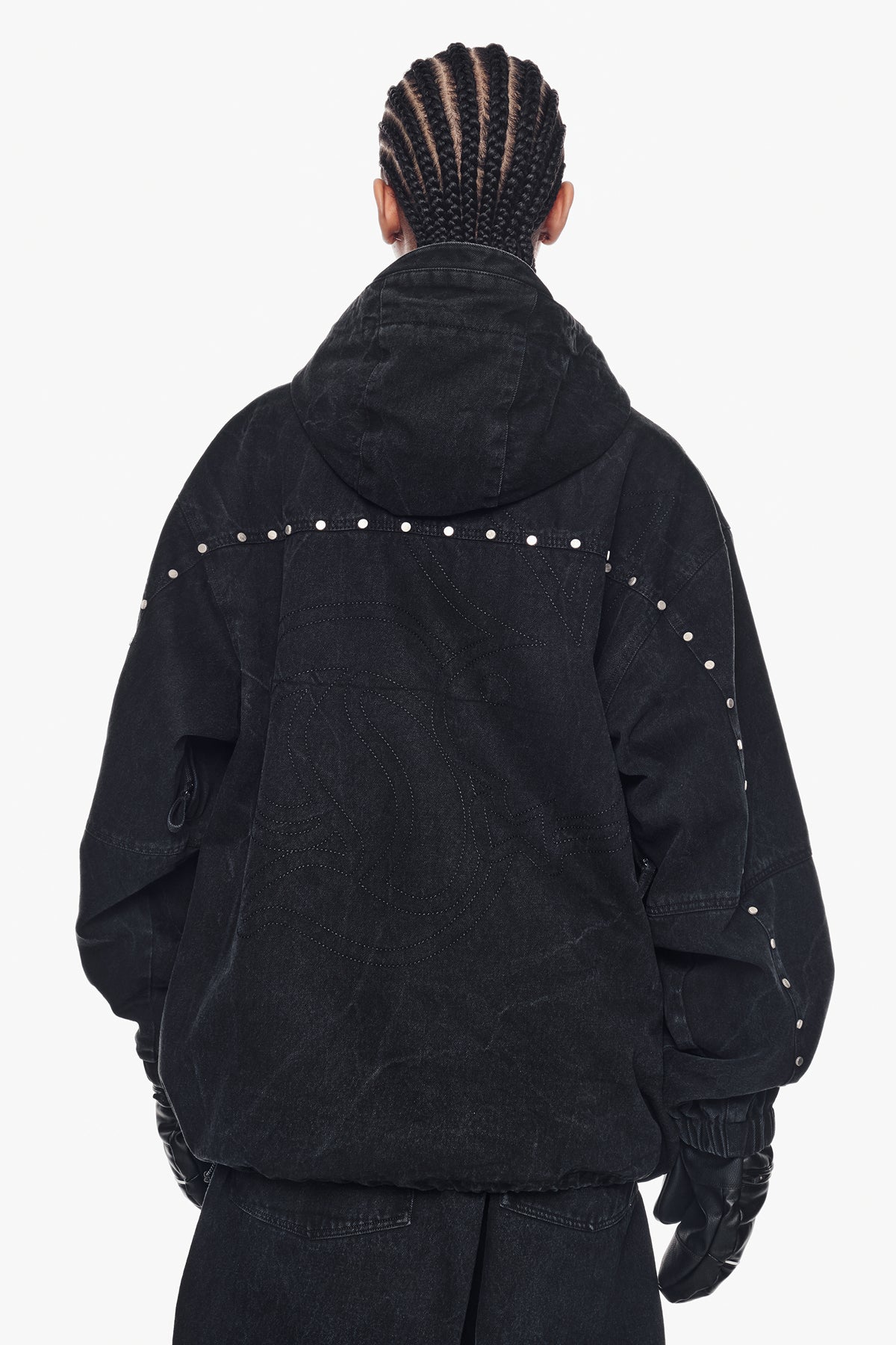 VERT [PLAYBOY x DIMITO] STUD WESTERN DENIM JACKET WASHED BLACK