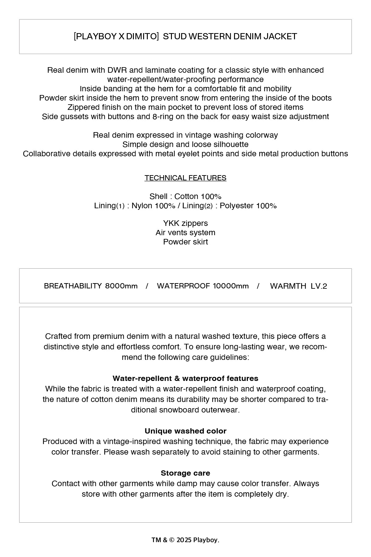 VERT [PLAYBOY x DIMITO] STUD WESTERN DENIM JACKET WASHED BLUE