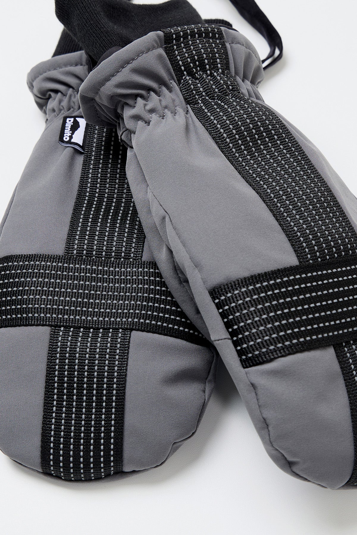 VERT REFLECTIVE CROSS BAND MITTEN COOL GREY