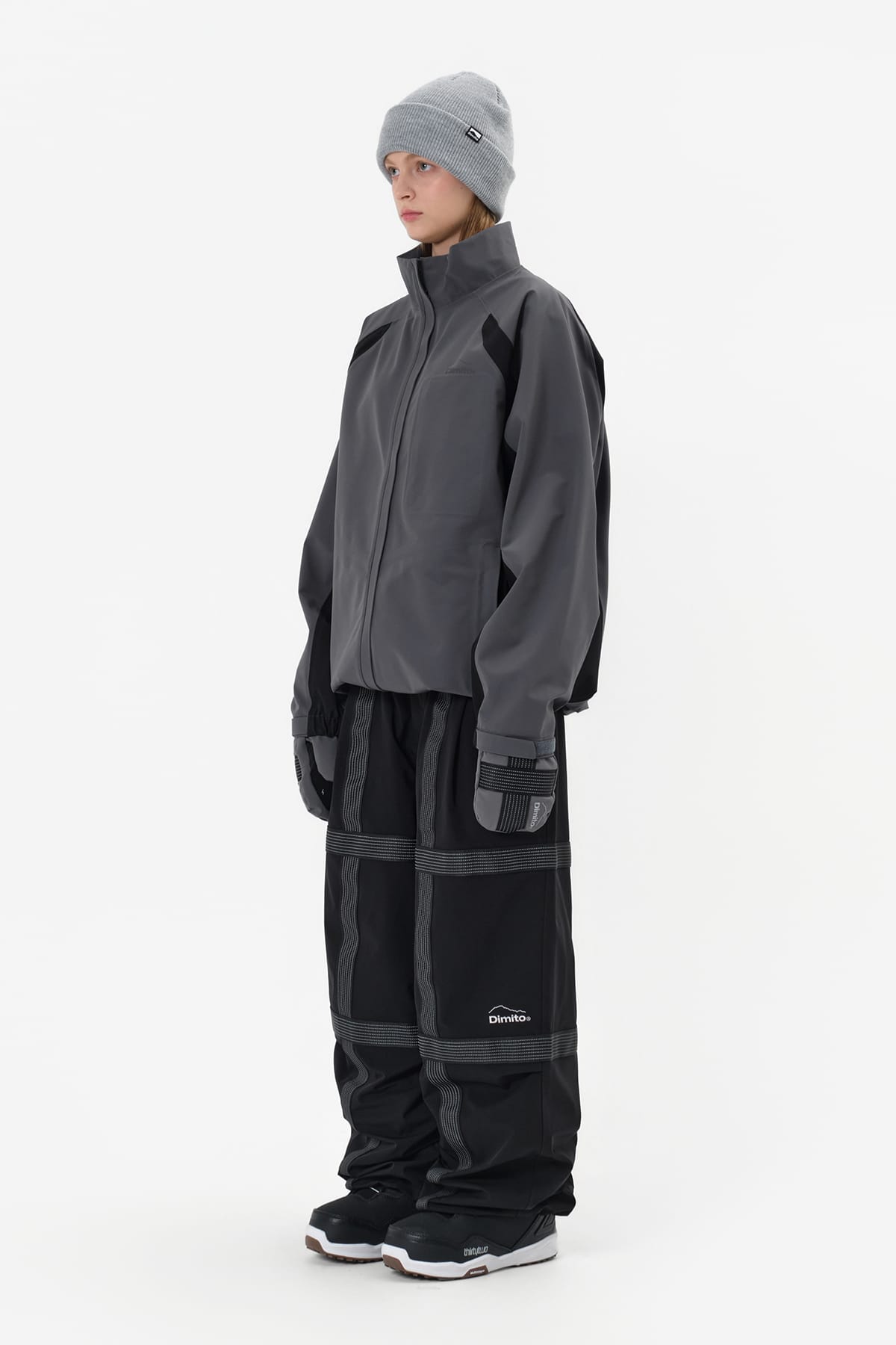 [INVITED] REFLECTIVE LINE BANDED PANTS (WIDE FIT LV.2) BLACK
