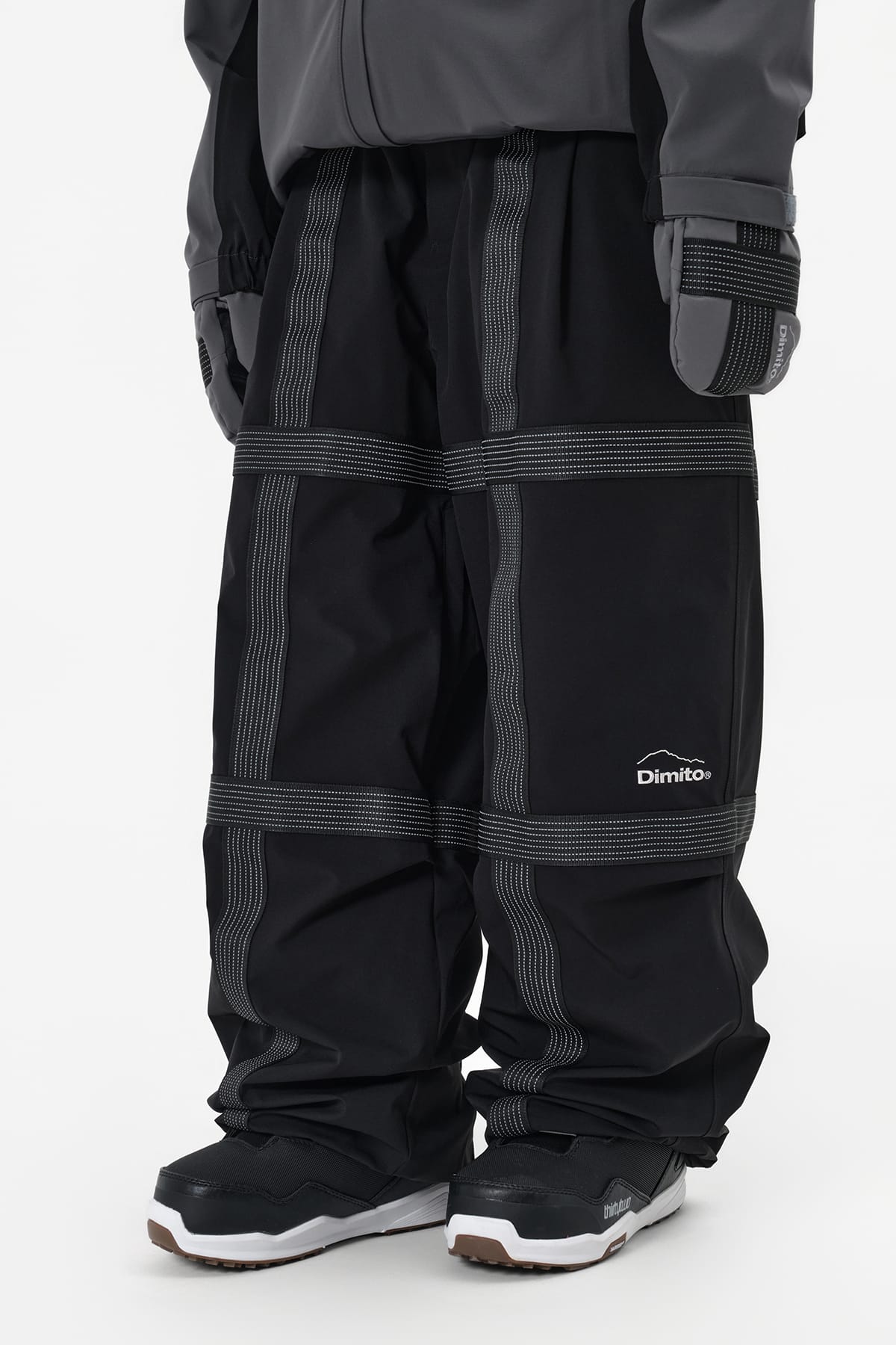 [INVITED] REFLECTIVE LINE BANDED PANTS (WIDE FIT LV.2) BLACK