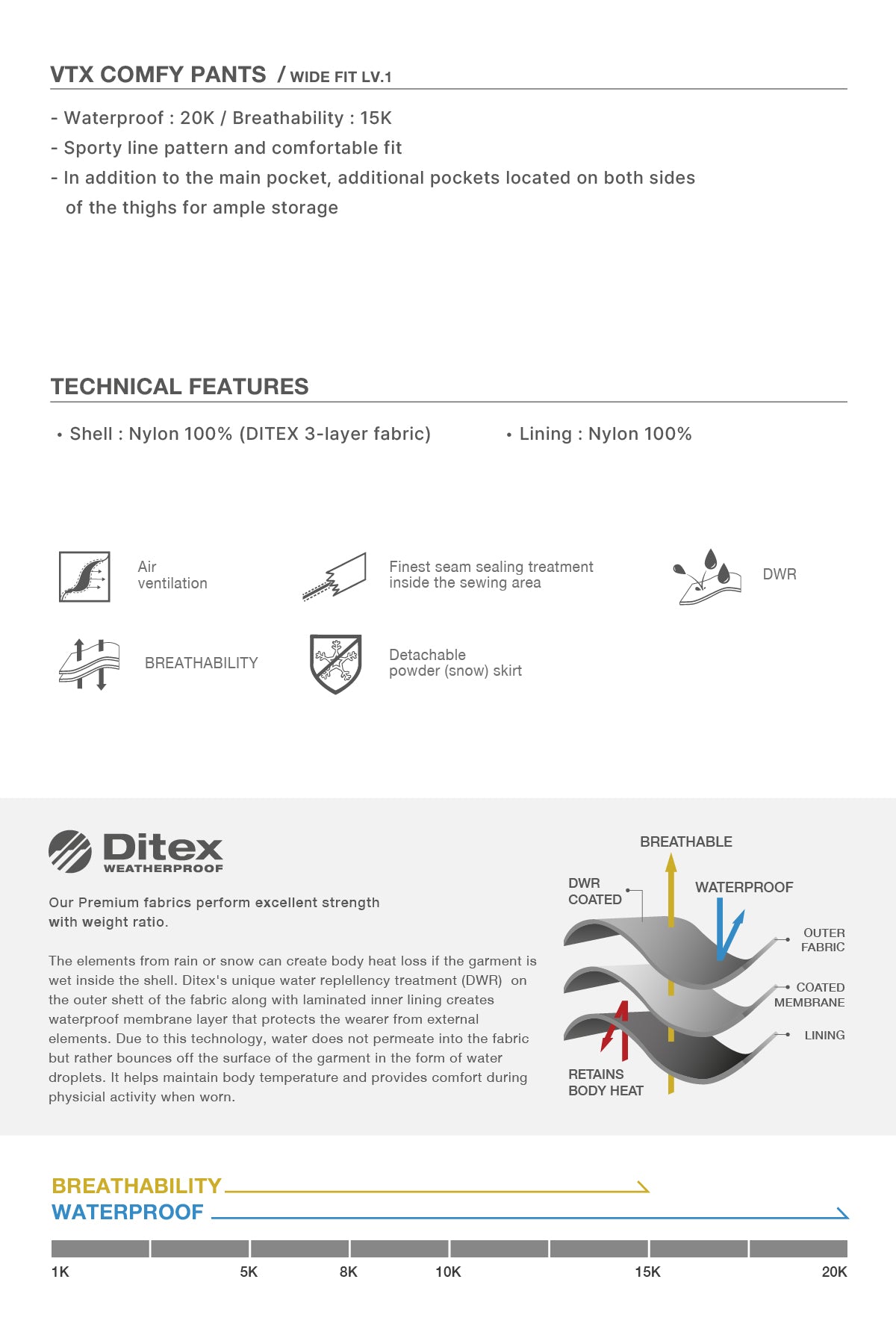 VERT VTX COMFY PANTS (WIDE FIT LV.1) BLACK