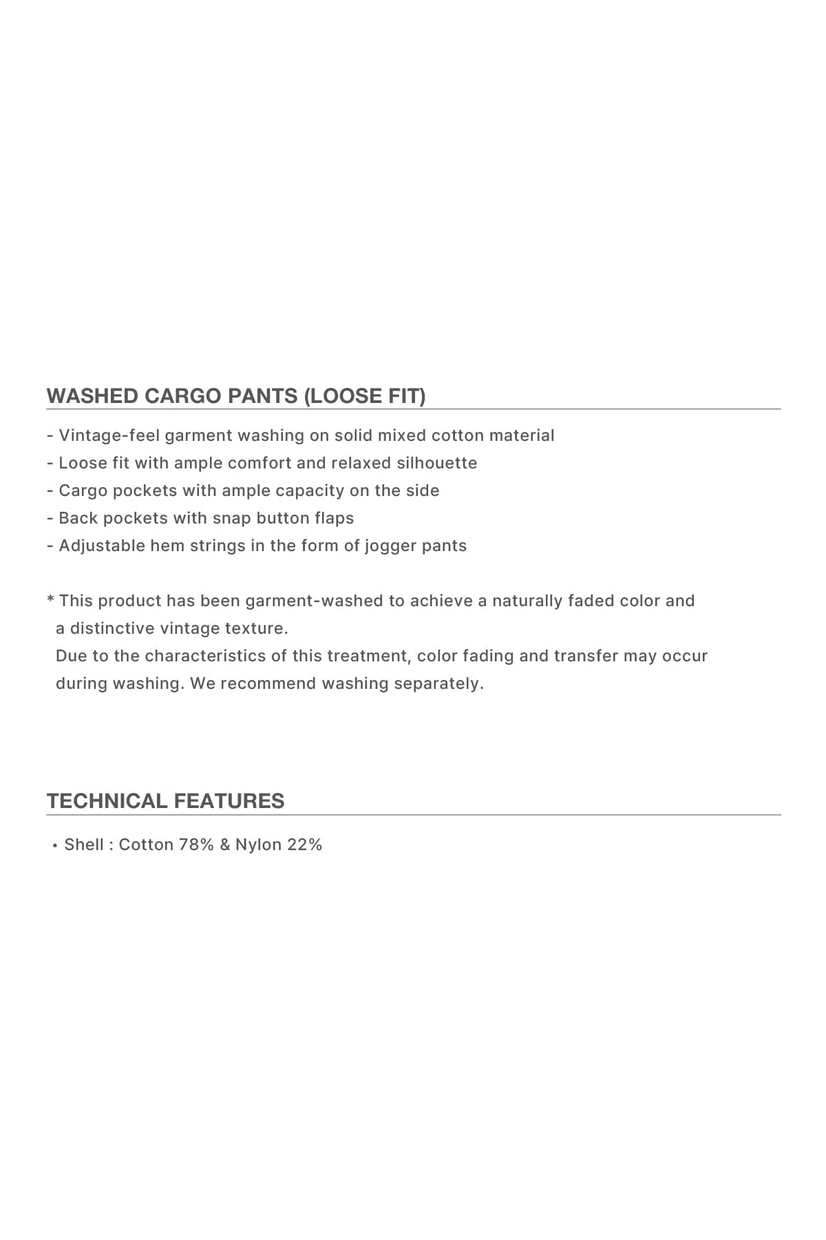 [INVITED] WASHED CARGO PANTS (LOOSE FIT) IVORY