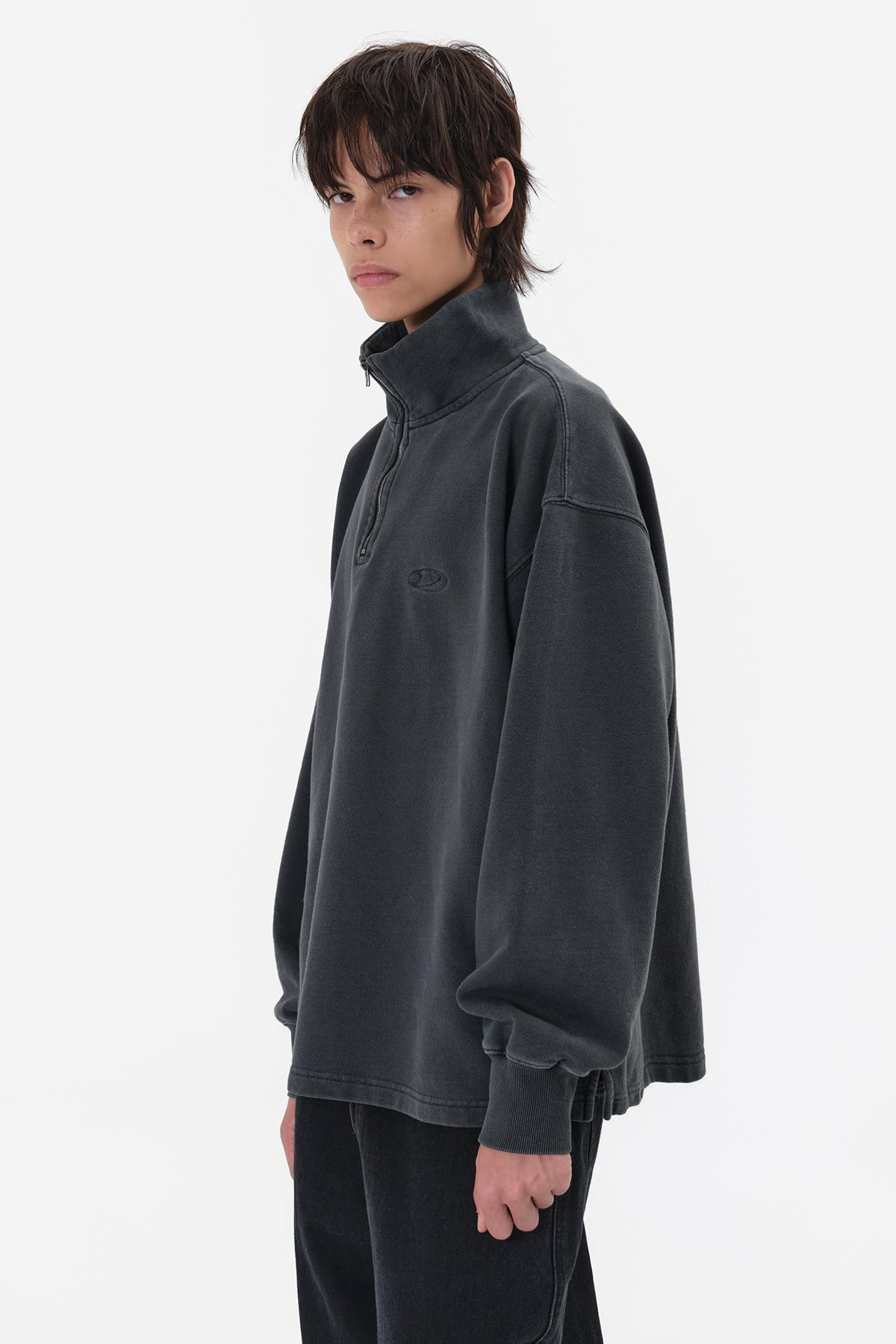 VERT WASHED HALF ZIP SWEATSHIRT CONCRETE