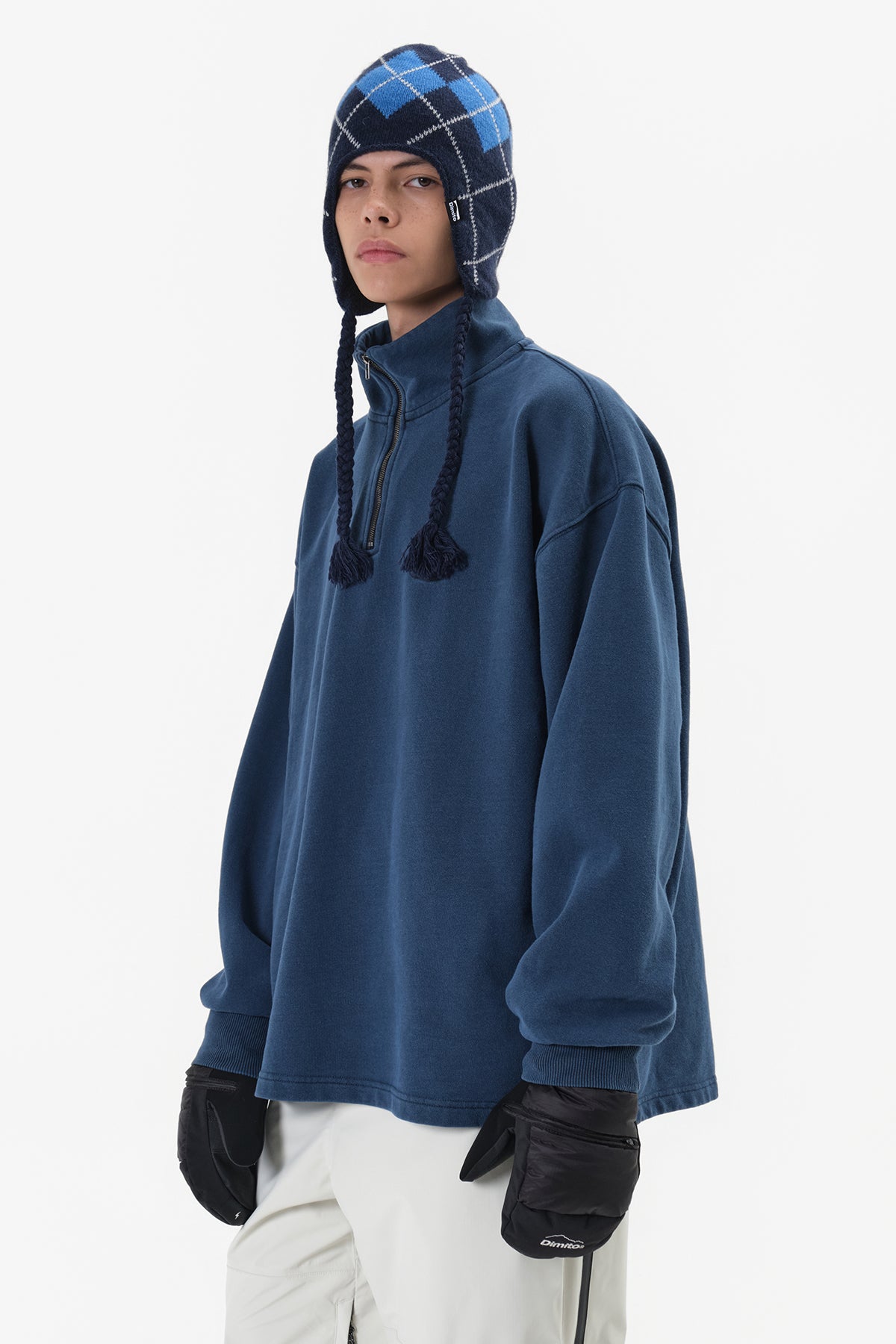 VERT WASHED HALF ZIP SWEATSHIRT DEEP SEA