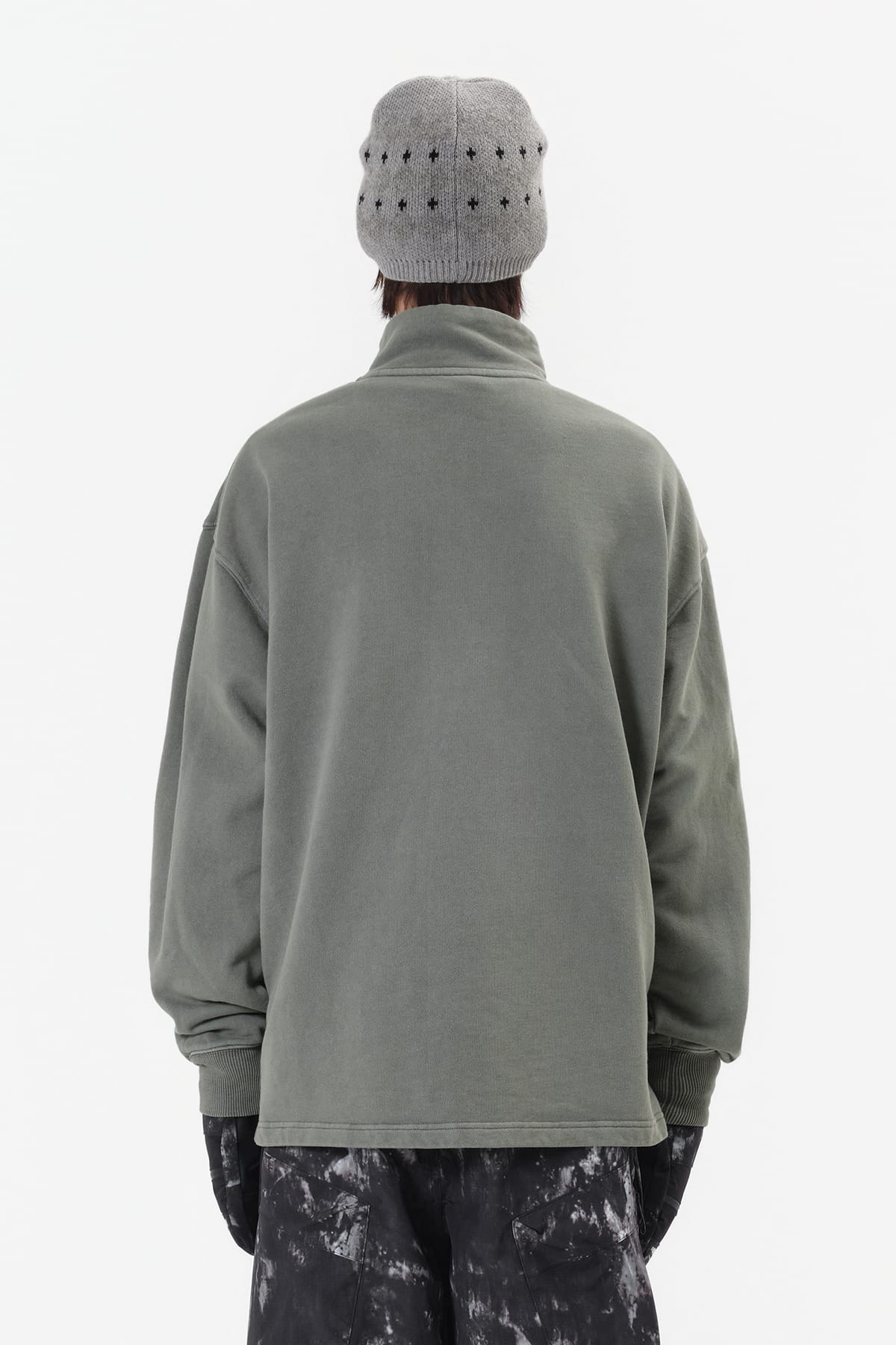 [INVITED] WASHED HALF ZIP SWEATSHIRT SLATE SAGE